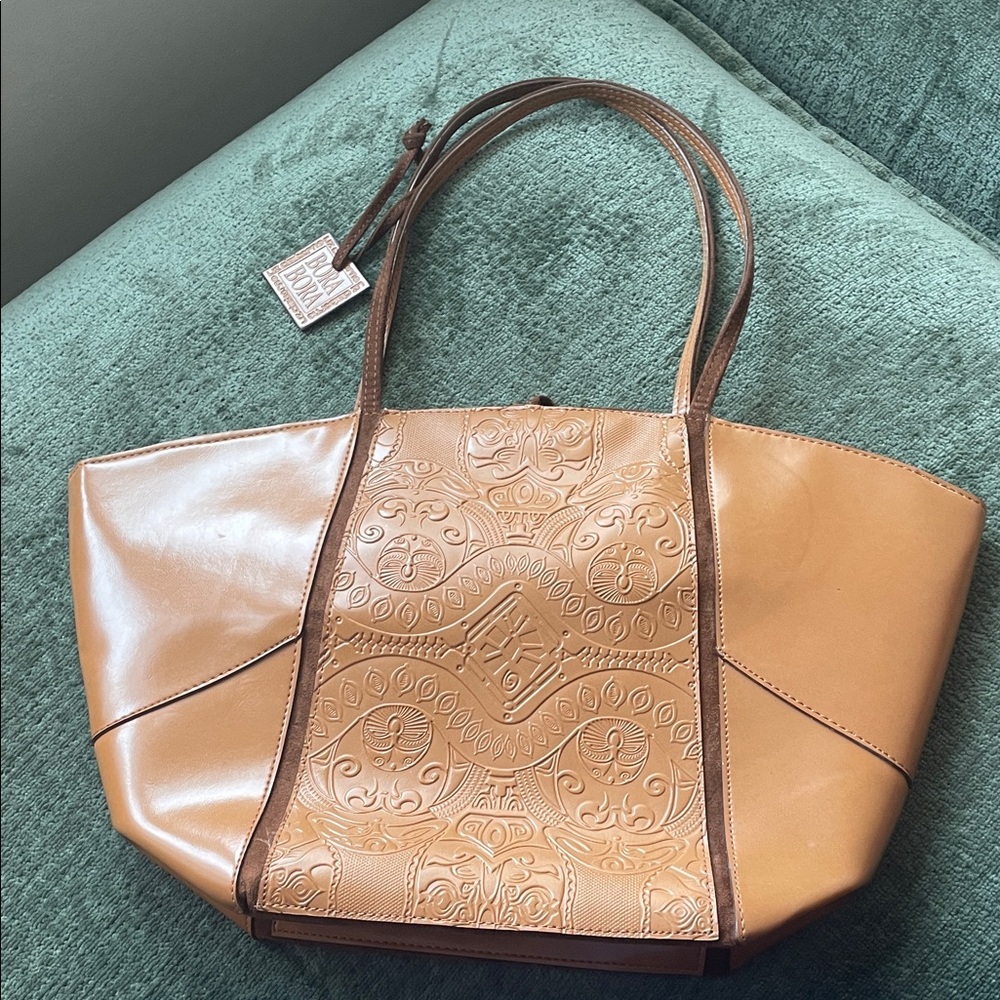 Chic Brown Embossed Tote Bag